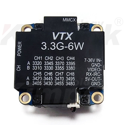 3.3G 6W 비디오 송신기 3.3Ghz FPV VTX 8 채널 장거리 비디오 오디오 전송